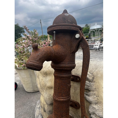 896 - 19th C. Cast iron wall water pump {84cm H x 30cm Wx 40cm D}