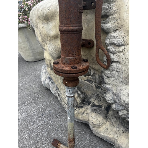 896 - 19th C. Cast iron wall water pump {84cm H x 30cm Wx 40cm D}