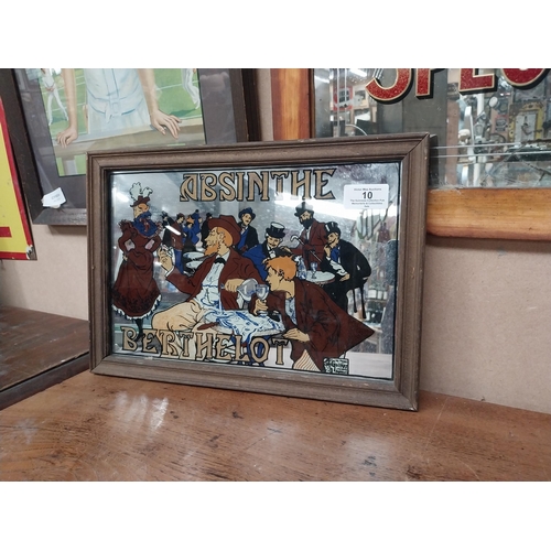 10 - Absinthe Berthelot framed advertising mirror. {23 cm H x 33 cm W}.