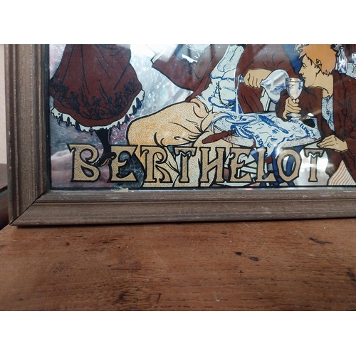 10 - Absinthe Berthelot framed advertising mirror. {23 cm H x 33 cm W}.