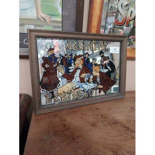 10 - Absinthe Berthelot framed advertising mirror. {23 cm H x 33 cm W}.