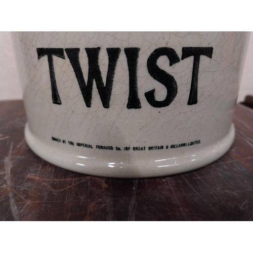 101 - Ogden's Imperial Twist stoneware tobacco jar. {16 cm H x 15 cm Dia.}