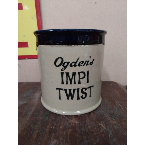 101 - Ogden's Imperial Twist stoneware tobacco jar. {16 cm H x 15 cm Dia.}