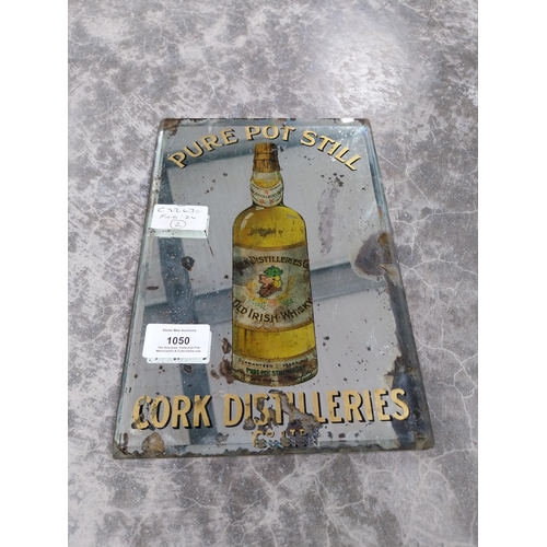 1050 - Pure Pot Still Whiskey Cork Distillers advertising mirror. {25 cm H x 18 cm W}