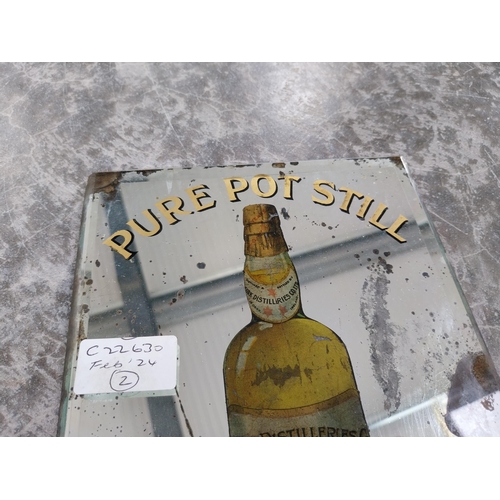 1050 - Pure Pot Still Whiskey Cork Distillers advertising mirror. {25 cm H x 18 cm W}