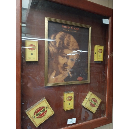 1056 - Framed montage of Gold Flake cigarettes advertising sign and boxes. {56 cm H x 47 cm W}.