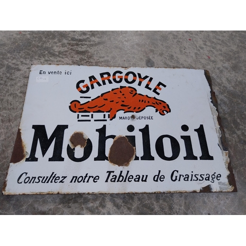 1062 - Gargoyle Mobiloil double sided enamel advertising sign. {40 cm H x 60 cm W}