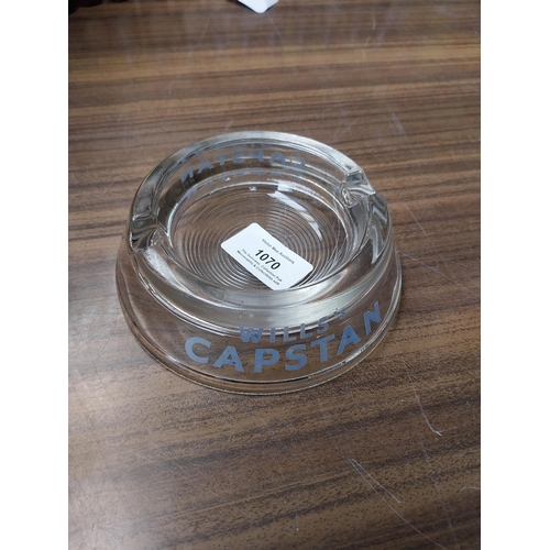 1070 - Glass Wills's Capstan ashtray {4 cm H x 12 cm Dia.}.