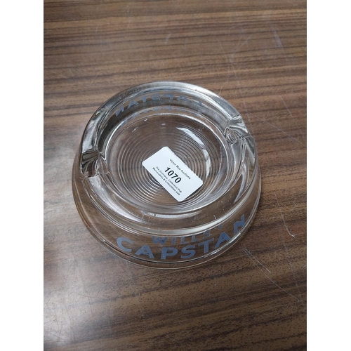 1070 - Glass Wills's Capstan ashtray {4 cm H x 12 cm Dia.}.