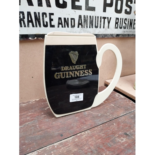 108 - Draught Guinness Plastic Tankard shelf sign. {21 cm H x 23 cm W}