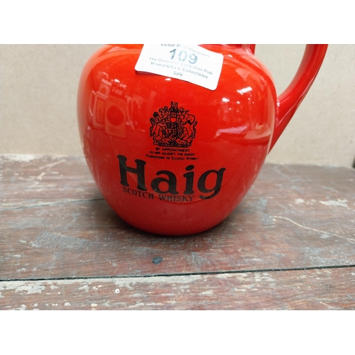 109 - Haig Scotch Whiskey Carltonware ceramic water jug. {16 cm H x 15 cm W x 11 cm D}.