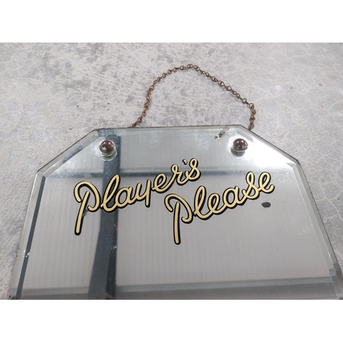 1091 - Player's Please Thank You advertising mirror. {26 cm H x 25 cm W}.