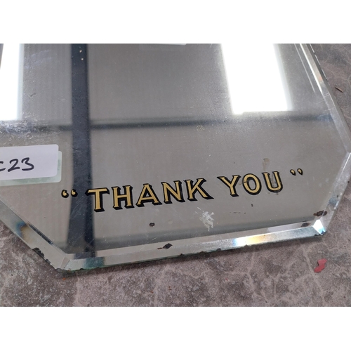 1091 - Player's Please Thank You advertising mirror. {26 cm H x 25 cm W}.