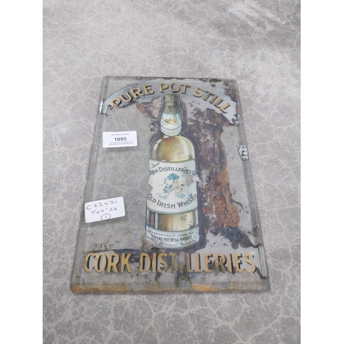 1095 - Pure Pot Still Whiskey Cork Distillers advertising mirror. {25 cm H x 18 cm W}