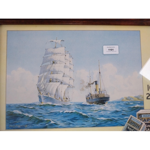 1101 - Framed Wills's Capstan Navy Cut cigarettes advertising print. {43 cm H x 53 cm W}.