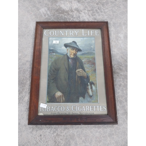 1108 - Framed Country Life Tobacco and Cigarettes showcard. {67 cm H x 49 cm W].