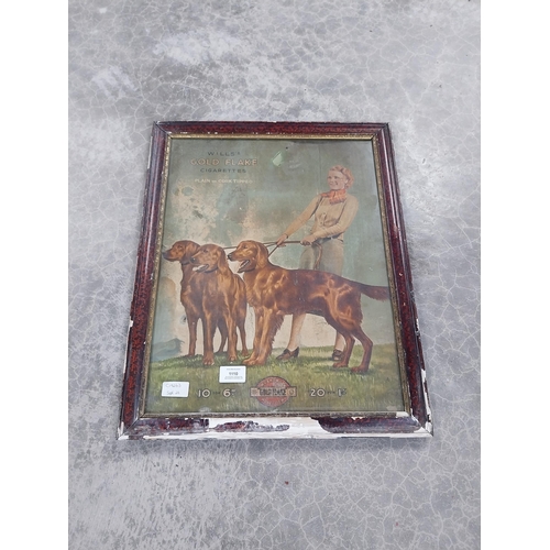 1110 - Will's Gold Flake Cigarettes framed advertising showcard. {55 cm H x 44 cm W}.