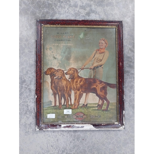 1110 - Will's Gold Flake Cigarettes framed advertising showcard. {55 cm H x 44 cm W}.