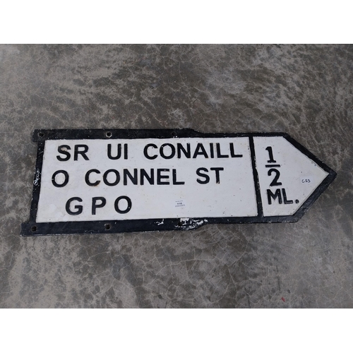 1116 - O'Connell Street/GPO bi lingual street sign. {28 cm H x 84 cm W}.