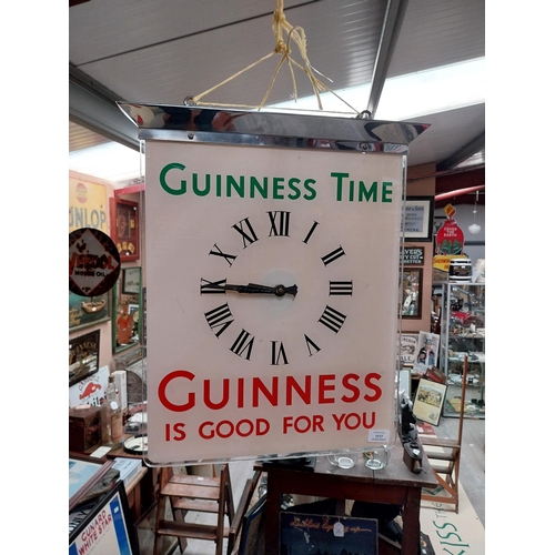 1117 - Guinness Time Guinness is Good for You chrome and glass battery operated advertising clock. {55 cm H... 