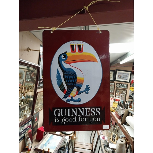 1118 - Guinness is Good For You enamel double sided advertising sign. {60 cm H x 40 cm W}.