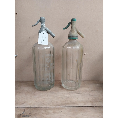 1119 - Two soda siphons - Mineral Waters Distillers Dublin. {32 cm H x 9 cm Dia.}.