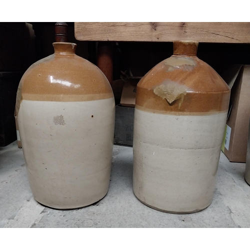 112 - Two 19th C. stoneware flagons. {38 cm H x 26 cm Dia.}.