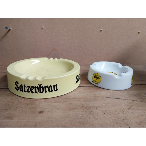 1120 - Satzenbrau ceramic advertising ashtray  {5 cm H x 20 cm Dia.} and Penn 1 glass ashtray. {4 cm H x 14... 