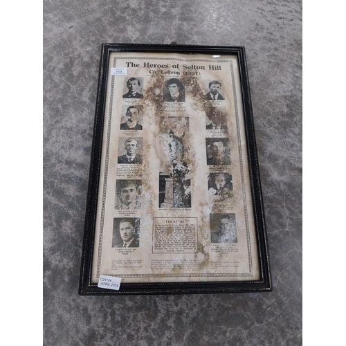 1123 - Heroes of Selton Hill Co Leitrim political print {56 cm H x 24 cm W} and slate sign of Seven of the ... 