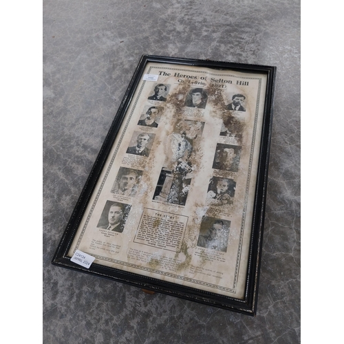 1123 - Heroes of Selton Hill Co Leitrim political print {56 cm H x 24 cm W} and slate sign of Seven of the ... 