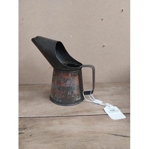 1128 - 1930's Holti Anti Freeze oil measure. {17 cm H x 19 cm W x 10 cm D}.