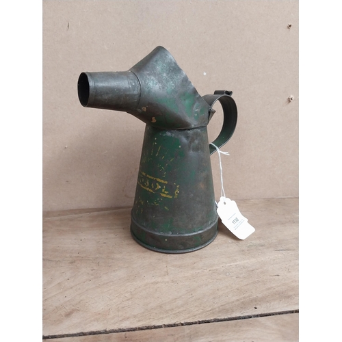 1130 - 1930's Cosol oil measure. {29 cm H x 20 cm W x 11 cm D}.