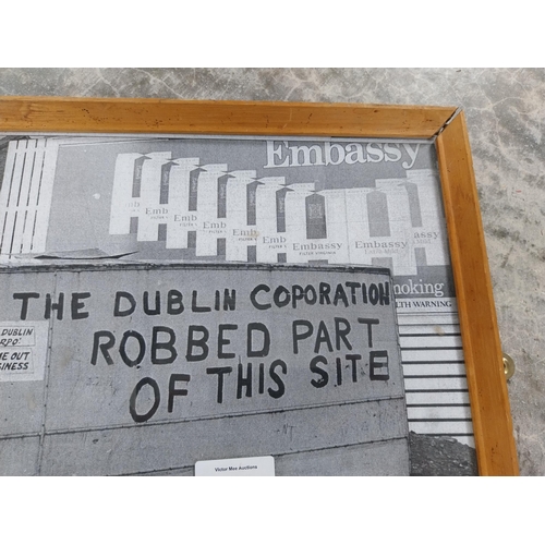 1137 - Embassy They Robbed Dublin framed black and white print.