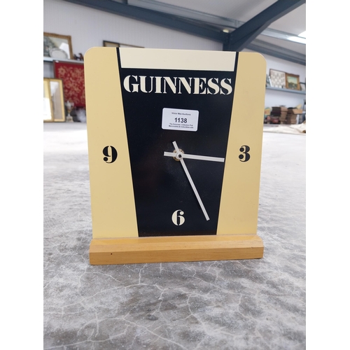 1138 - Wooden Guinness advertising clock. {22 cm H x 19 cm W x 4 cm D}. PART OF THE DAVID HUGHES COLLECTION... 