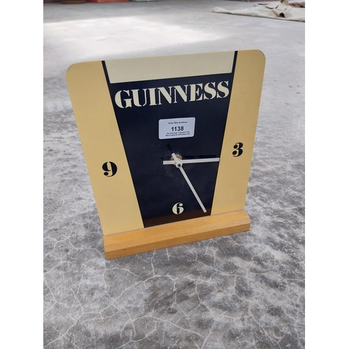 1138 - Wooden Guinness advertising clock. {22 cm H x 19 cm W x 4 cm D}. PART OF THE DAVID HUGHES COLLECTION... 