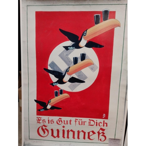 114 - Two Guinness advertising posters mounted on board - German Flying Toucans and Russian With Whale and... 