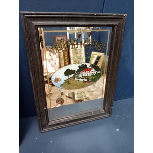 1140A - Southern Comfort framed advertising mirror {H 52cm x W 39cm }. - NOT AVAILABLE TO VIEW IN PERSON