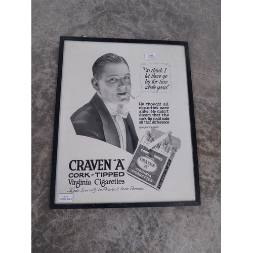 1150 - Original Craven A Cork Tipped Virginia Cigarettes black and white framed print. {53 cm H x 43 cm W}