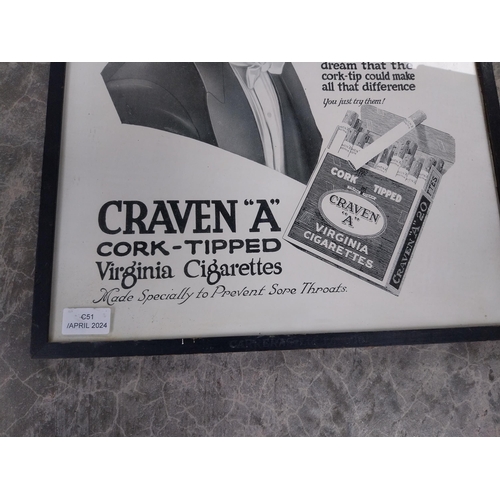 1150 - Original Craven A Cork Tipped Virginia Cigarettes black and white framed print. {53 cm H x 43 cm W}