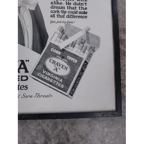 1150 - Original Craven A Cork Tipped Virginia Cigarettes black and white framed print. {53 cm H x 43 cm W}