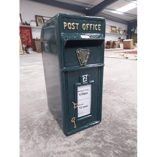 1153 - Metal Irish Post Box. {57 cm H x 24 cm W x 34 cm W} with keys.