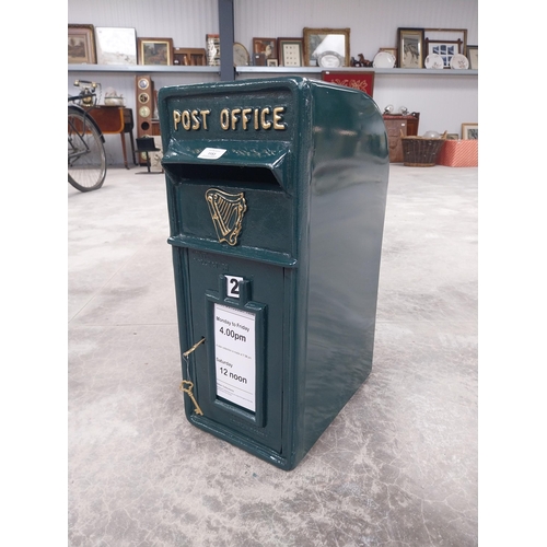 1153 - Metal Irish Post Box. {57 cm H x 24 cm W x 34 cm W} with keys.