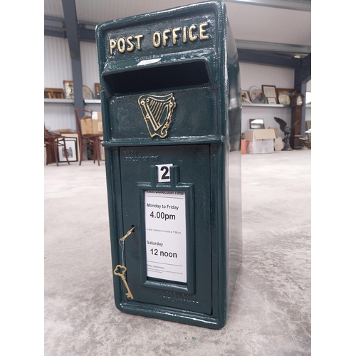 1153 - Metal Irish Post Box. {57 cm H x 24 cm W x 34 cm W} with keys.