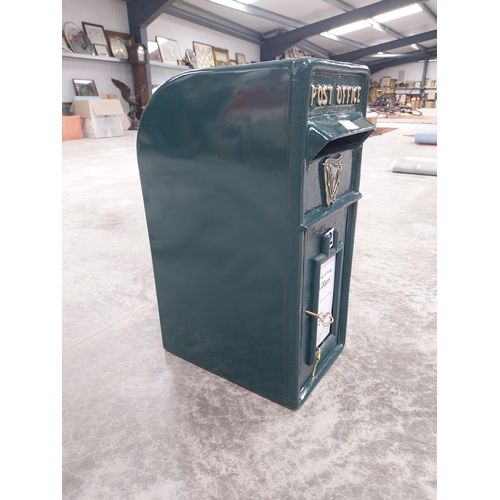 1153 - Metal Irish Post Box. {57 cm H x 24 cm W x 34 cm W} with keys.