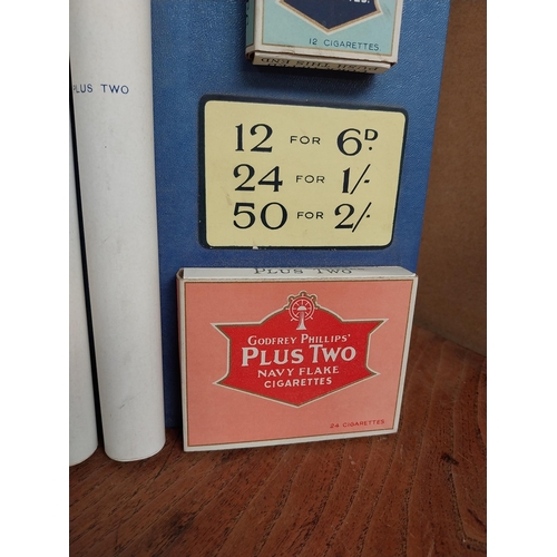 116 - Godfrey Phillips Plus Two Navy Flake Cigarettes counter showcard. {25 cm H x 19 cm W}.