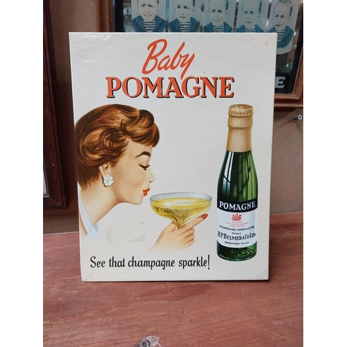 118 - Baby Pomagne advertising showcard {25 cm H x 20 cm W}.