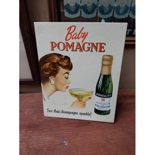 118 - Baby Pomagne advertising showcard {25 cm H x 20 cm W}.