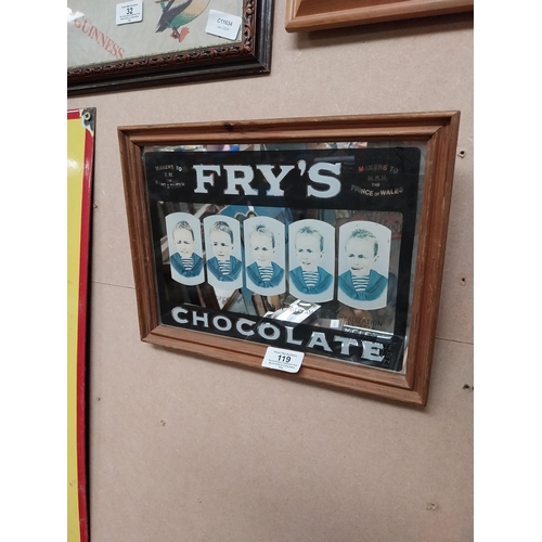 119 - Framed Fry's Chocolate Five Boys advertising mirror. {23 cm H x 31 cm W}.