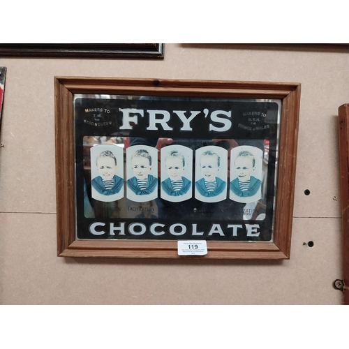 119 - Framed Fry's Chocolate Five Boys advertising mirror. {23 cm H x 31 cm W}.