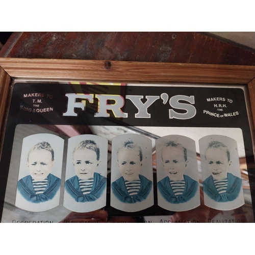 119 - Framed Fry's Chocolate Five Boys advertising mirror. {23 cm H x 31 cm W}.